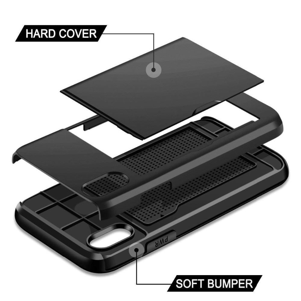 Dual-Layer Armor Card Holder Phone Case – Shockproof & Wallet-Ready