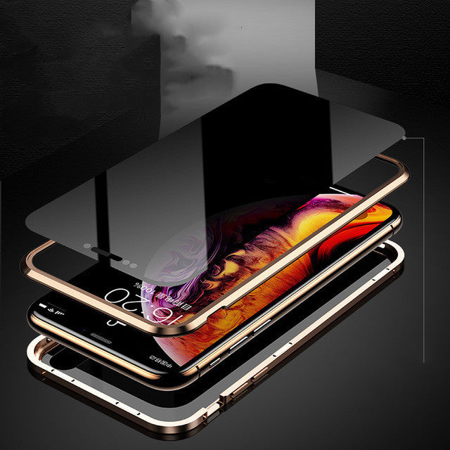 Magnetic Privacy Phone Case – Anti-Peep Tempered Glass Cover for iPhone