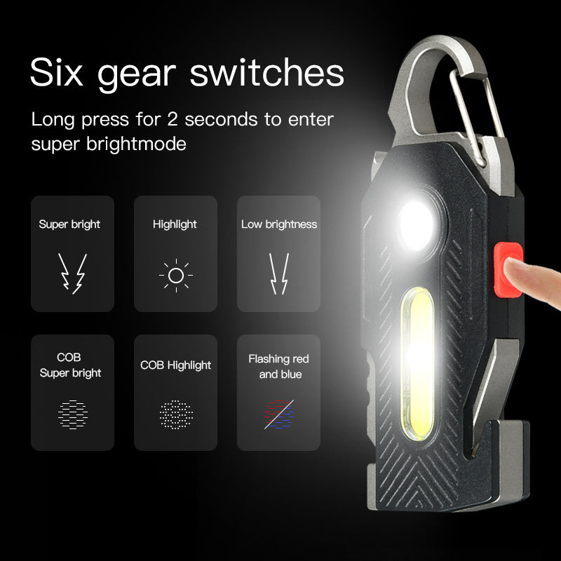 Emergency Keychain Light – COB LED with Tools & USB Charging