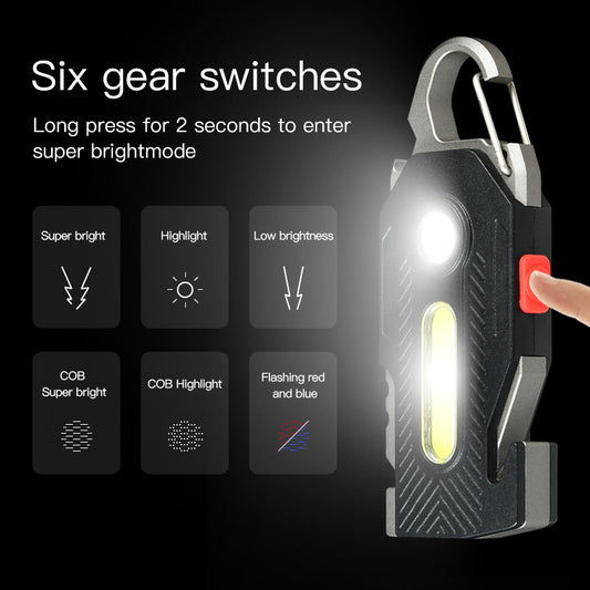 Emergency Keychain Light – COB LED with Tools & USB Charging
