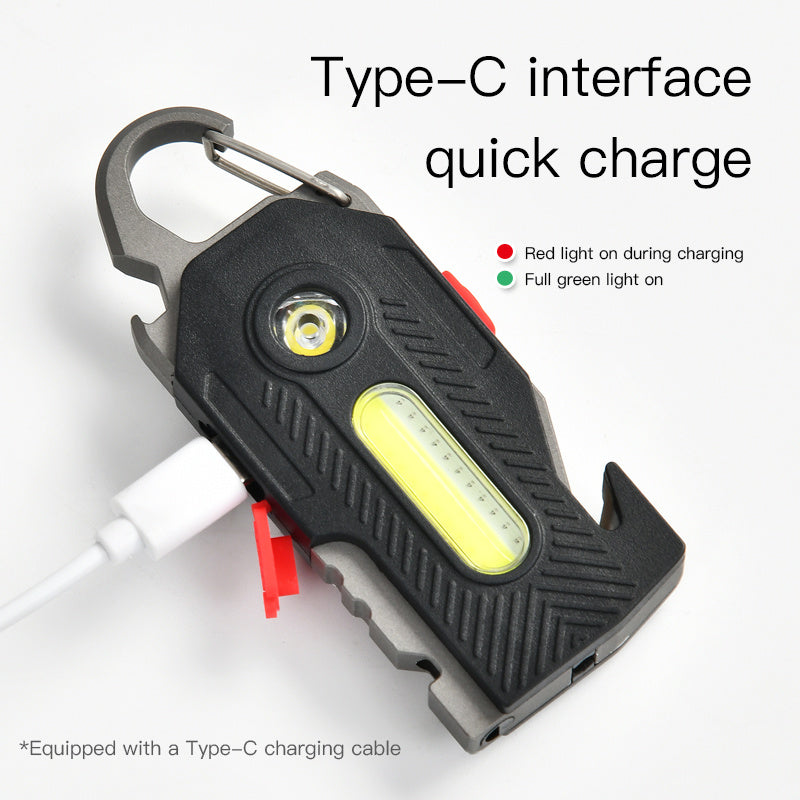 Emergency Keychain Light – COB LED with Tools & USB Charging