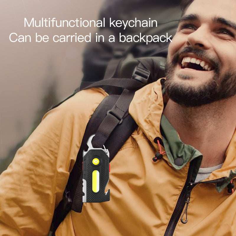 Emergency Keychain Light – COB LED with Tools & USB Charging