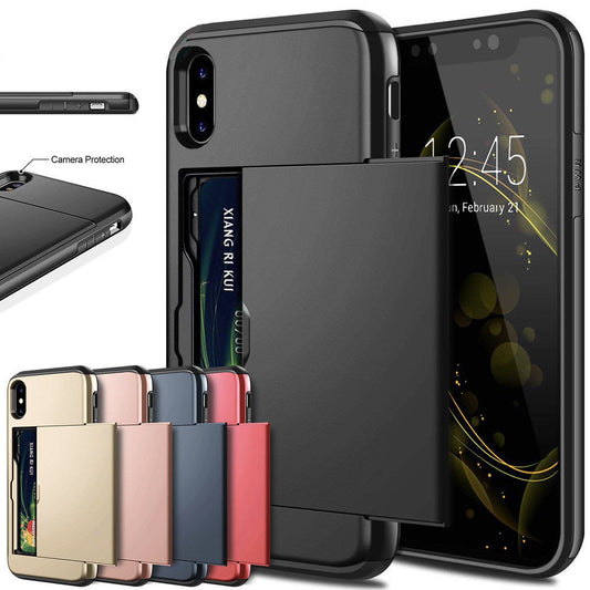 Dual-Layer Armor Card Holder Phone Case – Shockproof & Wallet-Ready