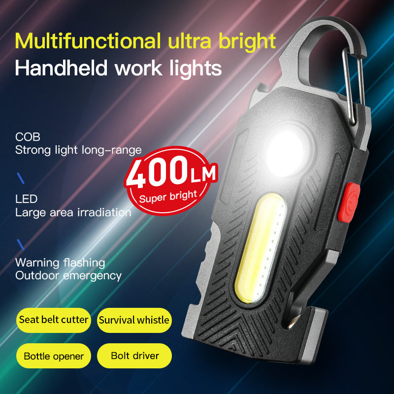 Emergency Keychain Light – COB LED with Tools & USB Charging